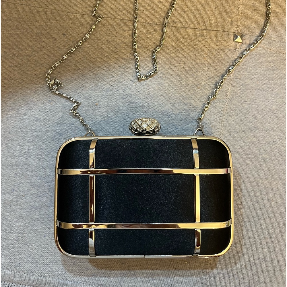 Fiona Crossbody evening purse with silver toned metal strap